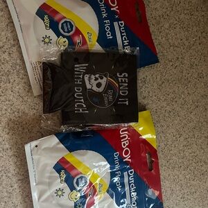 Dutch Bros Funboy Drink Float with Colorful Design & Drink Koozie